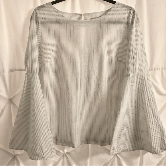 LOFT Tops - LOFT Striped Bell Sleeve Blouse
